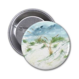 Sand dunes beach seascape nautical watercolor art buttons