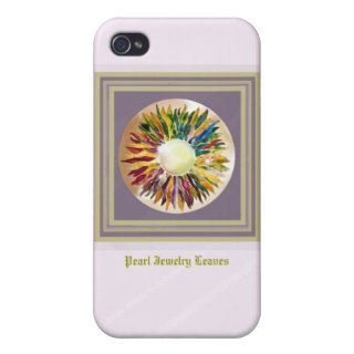 Pink Gold Pearl Leaves Trendy  Cases For iPhone 4