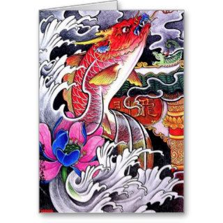 Cool Japanese Dragon Koi Fish tattoo Card