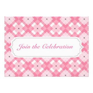 Pink Plaid Pattern Invitation Card Any Occasion