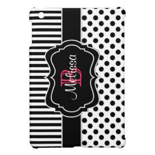 Black White Pink Striped Polka Dots iPad Mini Case