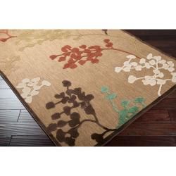 Woven Brown Zynx Indoor/Outdoor Floral Rug (3'9 x 5'8) 3x5   4x6 Rugs