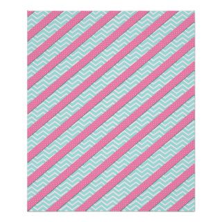 Girly pink polka dots stripes teal chevron pattern posters