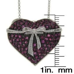 Dolce Giavonna Sterling Silver Ruby and Diamond Accent Heart Necklace Dolce Giavonna Gemstone Necklaces
