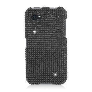 Black Rhinestone Bling Hard Case Cover for HTC First + Pen Stylus Cell Phones & Accessories