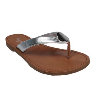 Sunny Feet By Beston Women's 'Kendal 01' Silver Thong Sandals Beston Sandals