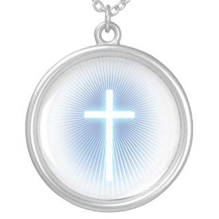 White Cross on blue    Necklace