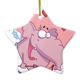 Pink Cupid Elephant with Hearts Christmas Ornament