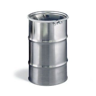 New Pig DRM470 Open Head UN Rated Stainless Steel Drum, 30 Gallon Capacity, 19 1/2" Diameter x 28 3/4" Height, Silver Hazardous Storage Drums