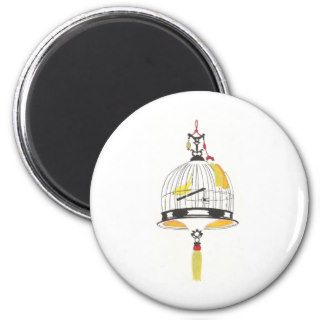Canary in Asian Birdcage Refrigerator Magnet