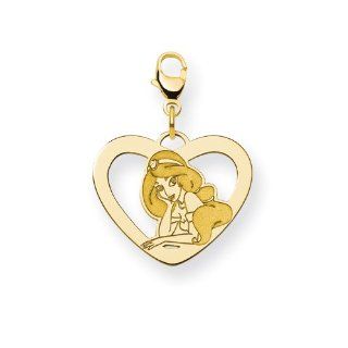 Gold plated SS Disney Jasmine Heart Lobster Clasp Charm Jewelry
