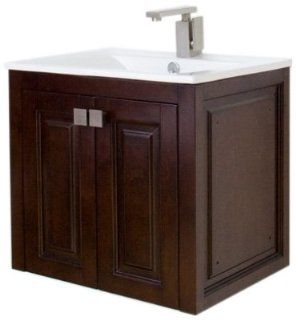 American Imaginations 456 American Birch Wood Wall Hung Vanity with Soft Close Doors and White Ceramic Top, 24 Inch W x 22 Inch H   Shelving Hardware  
