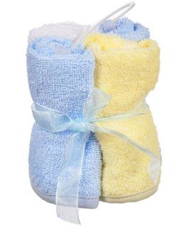 Frenchie Mini Couture 4 Pack Washcloths   blue/yellow, one size  Baby Washcloths  Baby