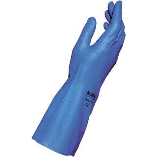 MAPA Optinit 472 Nitrile Glove, Chemical Resistant, 0.008" Thickness, 12" Length, Size 7, Blue (Bag of 10 Pairs) Chemical Resistant Safety Gloves