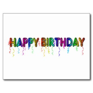 Happy Birthday with Party Streamers Post Card