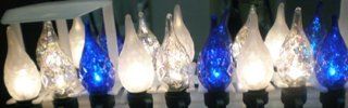 Set of 35 Clear Blue & Frosted Faceted C6 Christmas Lights #ES62 472   String Lights