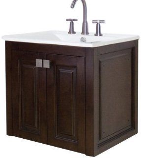 American Imaginations 457 American Birch Wood Wall Hung Vanity with Soft Close Doors and White Ceramic Top, 24 Inch W x 22 Inch H   Shelving Hardware  