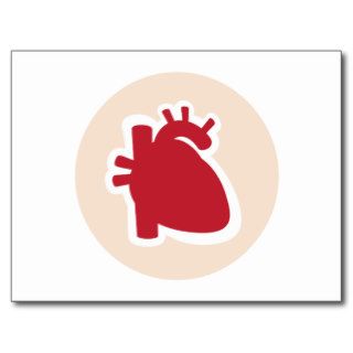 Cardiologist or cardiology red human heart logo post cards
