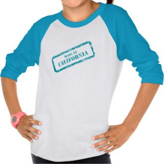Made in California Girls Neon Blue Raglan T shirt