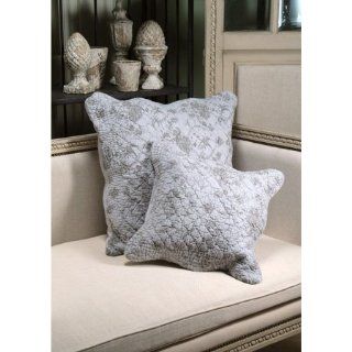 Gray Toile Quilted Scalloped Pillow Sham  