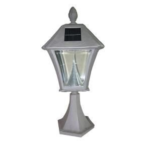 Gama Sonic 17 in. Baytown Post Mount Outdoor Grey 6 LED Solar Lamp DISCONTINUED GS 106PTA