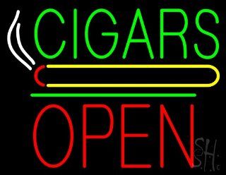 Cigars Block Open Green Line Neon Sign 24" Tall x 31" Wide x 3" Deep  Business And Store Signs 