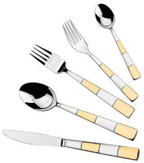 Lorren Home Trends G475 20 Piece 18/10 Stainless and Gold Flatware Set, Service for 4 Kitchen & Dining