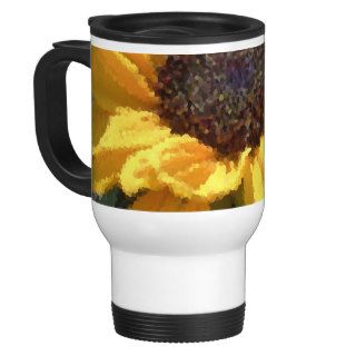 Gold "Painted" Sunflower Coffee Mugs