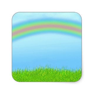 Green Grass, Rainbow & Blue Sky Background Stickers