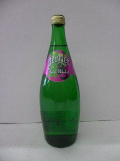 Perrier Mineral Water Andy Warhol Designer Pink Label Green Glass Bottle France   Decorative Bottles