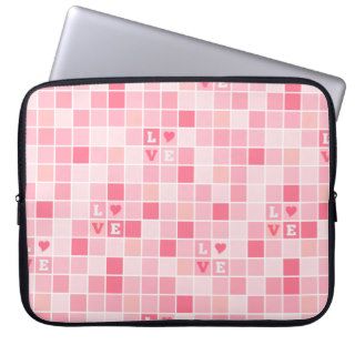 Love is everywhere pink mosaic tiles laptop sleeve