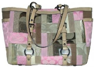 Authentic COACH Signature Patchwork Gallery Pink/khaki Tote Handbag 13721 Clothing
