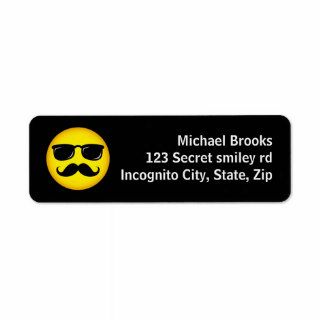 Incognito yellow mustache smiley address labels