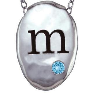 Chroma Silver Created Zircon December Birthstone Initial Necklace Made with SWAROVSKI GEMS CHROMA Gemstone Necklaces