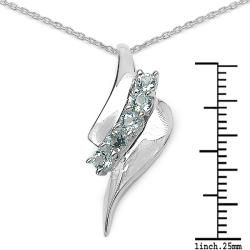 Malaika Sterling Silver Round cut Blue Topaz Bypass Design Necklace Malaika Gemstone Necklaces