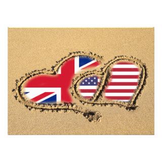Beach UK And USA Love Hearts Personalized Announcement