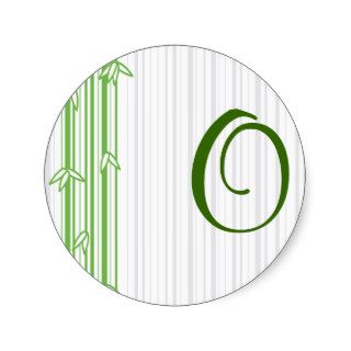 Monogram with Bamboo Background   Letter O Round Stickers