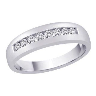 14K White Gold 1/2 ct. Diamond Men's Wedding Band (Higher Quality) Katarina Jewelry