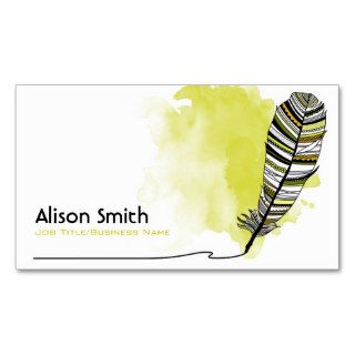 Yellow Aztec Feather Business Cards