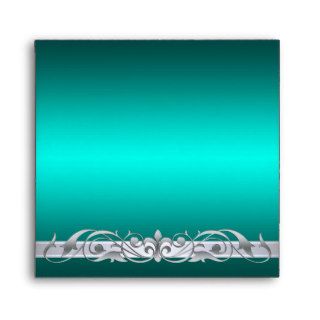 Grand Duchess Silver Scroll Square Teal Envelope