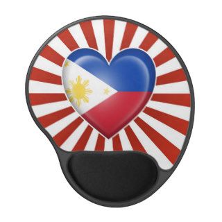 Filipino Heart Flag with Star Burst Gel Mousepads