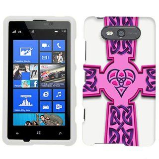 Nokia Lumia 820 Purple Celtic Cross on White Cover Cell Phones & Accessories