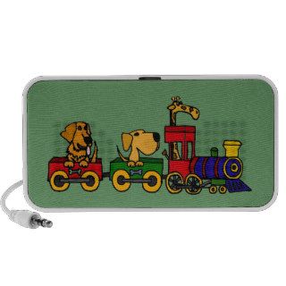 XX  Dogs on a Train Cartoon Mini Speaker