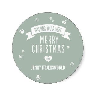 Modern Snowflakes Christmas Sticker in Green