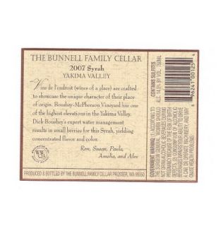 2007 The Bunnell Family Cellar Boushey McPherson Vineyard Yakima Valley Syrah 750 mL Wine