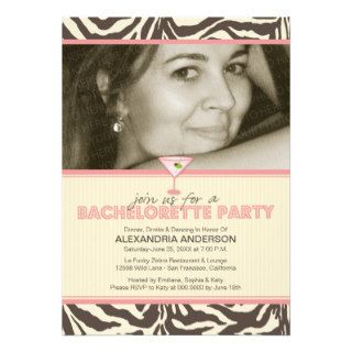 Trendy Paper Goods  Zebra Chic Bachelorette Party Announcement