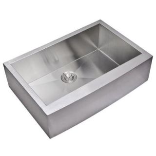 Water Creation Apron Front Zero Radius Stainless Steel 33x22x10 0 Hole Single Bowl Kitchen Sink in Satin Finish SS AS 3322A