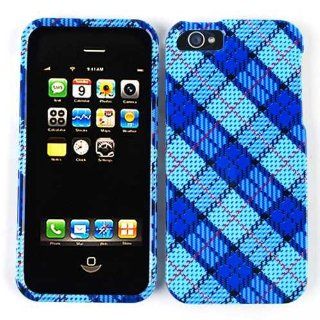 Apple Iphone 5 Light Blue and Blue Plaid Hard Case Cover Hard Skin Sprint, Verizon, AT&T Wireless Cell Phones & Accessories