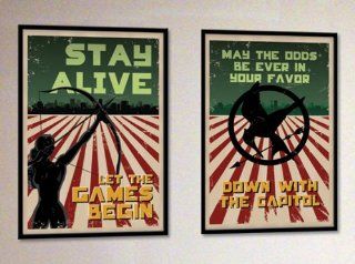 Hunger Games Poster Set   May the Odds Ever Be in Your Favor & Katniss Stay Alive   Prints