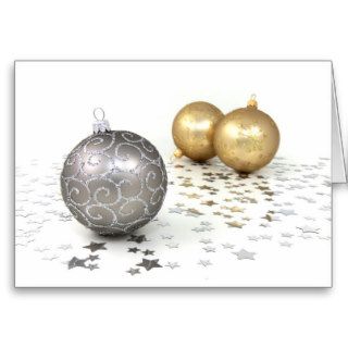 Holiday ornaments for christmas   silver and gold greeting cards